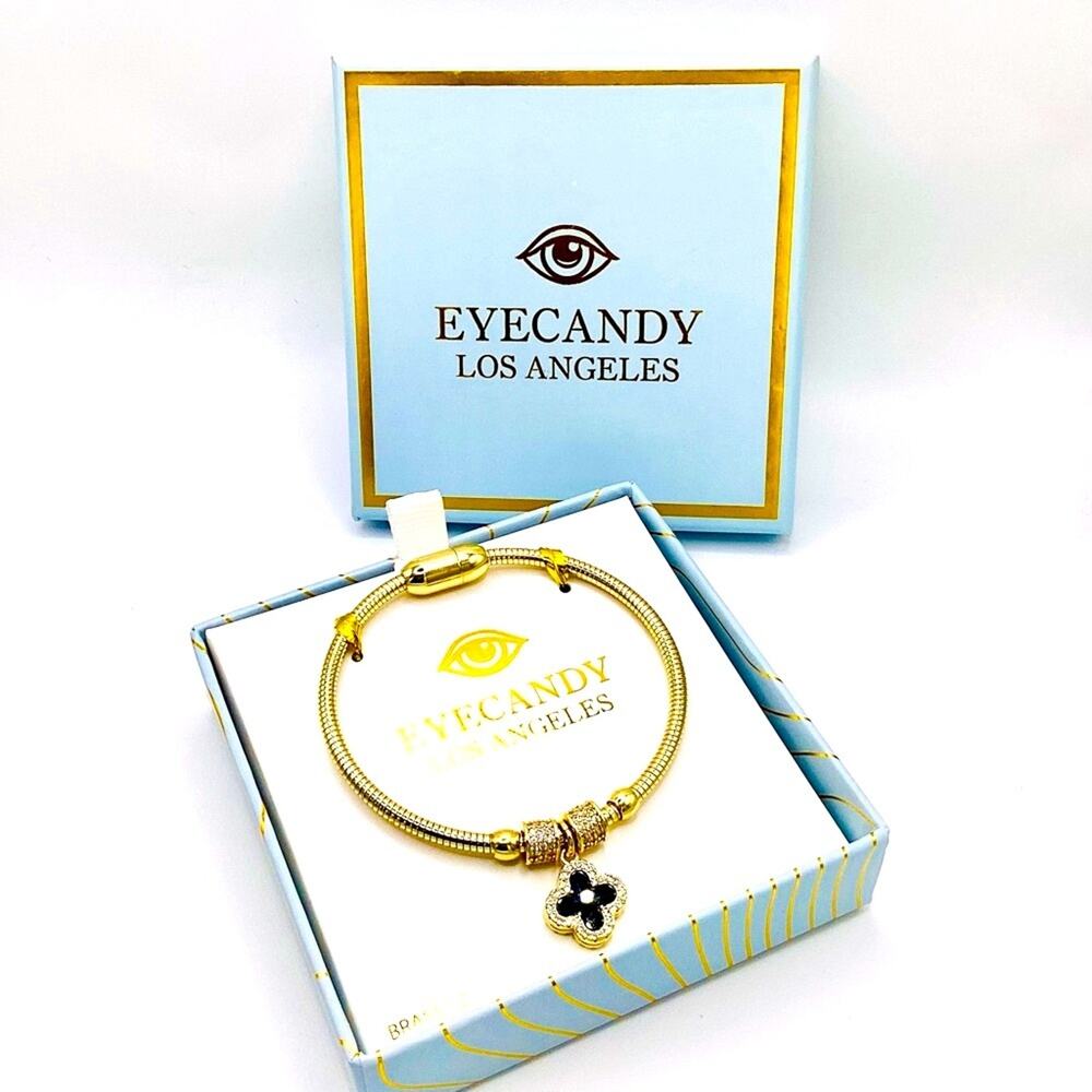 Eye Candy Gold Bracelet with Black Signature Charm